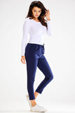 Adjustable Fitted Pants with Side Pockets and Elastic Waist