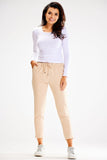 Adjustable Fitted Pants with Side Pockets and Elastic Waist
