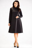 Trapezoidal Dress with Half Turtleneck and Back Buttons