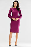 Elegant Long Sleeve Fitted Dress with Pleats and Zipper