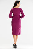 Elegant Long Sleeve Fitted Dress with Pleats and Zipper