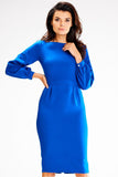 Elegant Fitted Dress with Long Sleeves and Pleated Detail
