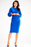 Elegant Fitted Dress with Long Sleeves and Pleated Detail