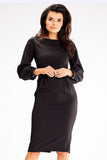 Elegant Long Sleeve Fitted Dress with Pleats and Zipper