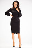 Elegant Long Sleeve Fitted Dress with Pleats and Zipper