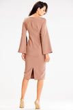Heart Neckline Midi Dress with Slit Sleeves