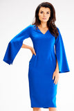 Heart Neckline Midi Dress with Slit Sleeves