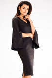 Heart Neckline Midi Dress with Slit Sleeves