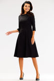 Comfortable Blush Black Dress with Round Neckline