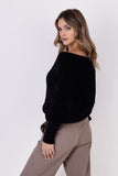 Chic Envelope Sweater with Deep Neckline and Versatile Style