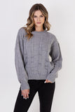 Chic Vertical Pattern Sweater with Wide Ribbed Sleeves
