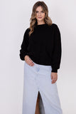 Elegant Vertical Pattern Sweater with Wide Ribbed Sleeves