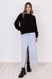 Elegant Vertical Pattern Sweater with Wide Ribbed Sleeves