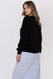 Elegant Vertical Pattern Sweater with Wide Ribbed Sleeves