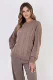 Elegant Vertical Pattern Sweater with Wide Ribbed Sleeves