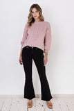 Sporty Plaid Sweater with Feminine Braids and Slimming Design