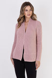 Ribbed Cardigan with Stand-Up Collar for Stylish Layering