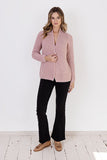 Ribbed Cardigan with Stand-Up Collar for Stylish Layering