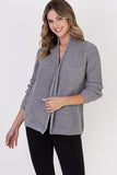 Ribbed Cardigan with Stand-Up Collar for Cold Weather