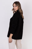 Ribbed Cardigan with Stand-Up Collar for Cold Weather