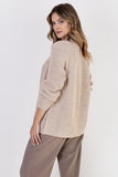 Ribbed Cardigan with Stand-Up Collar for Cold Weather