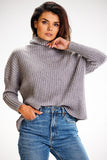 Loose Fit Long-Sleeved Ribbed Turtleneck Sweater