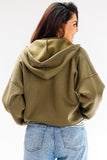 Stylish Hooded Bomber Sweatshirt with Striped Ribbing