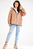 Loose-Fit Hooded Zippered Sweatshirt with Front Pockets