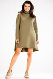 Autumn Turtleneck Trapezoidal Dress with Long Sleeves