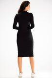 Fitted Long Sleeve Dress with Collar and Applique