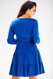 Flared Ruffle Sleeve Dress with Elastic Waist and Belt