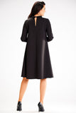 Trapezoidal Dress with Half Turtleneck and Back Buttons
