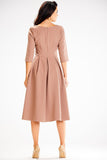Elegant Flared Dress with Unique Neckline and Zipper Back
