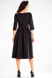 Elegant Flared Dress with Unique Neckline and Zipper