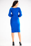 Elegant Fitted Dress with Long Sleeves and Pleated Detail