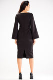 Heart Neckline Midi Dress with Slit Sleeves