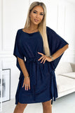Navy Blue Glitter Butterfly Dress with Belt