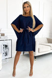 Navy Blue Glitter Butterfly Dress with Belt