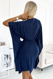 Navy Blue Glitter Butterfly Dress with Belt