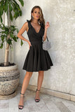 Chic Bow-Tie Dress with Flared Bottom and Open Back