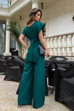 Stylish Wide-Leg Jumpsuit with Flared Sleeves and Belt