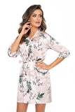 Elegant Satin Bathrobe with Floral Design in Powder Pink