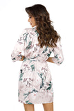 Elegant Satin Bathrobe with Floral Design in Powder Pink