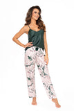 Elegant Satin Pajamas with Floral AppliquÃ© Design