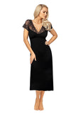 Elegant Floral Lace Long Nightgown with Ruffled Hem