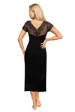 Elegant Floral Lace Long Nightgown with Ruffled Hem