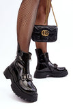 Chic Eco-Leather Women's Boots with Crystal Detail