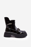 Chic Eco-Leather Women's Boots with Crystal Detail