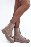 Eco Leather Bagger-Style Boots with Zipper & Gold Accents