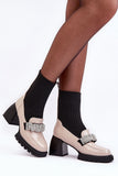 Trendy Eco Leather Women's Sock Boots with Rhinestone Strap